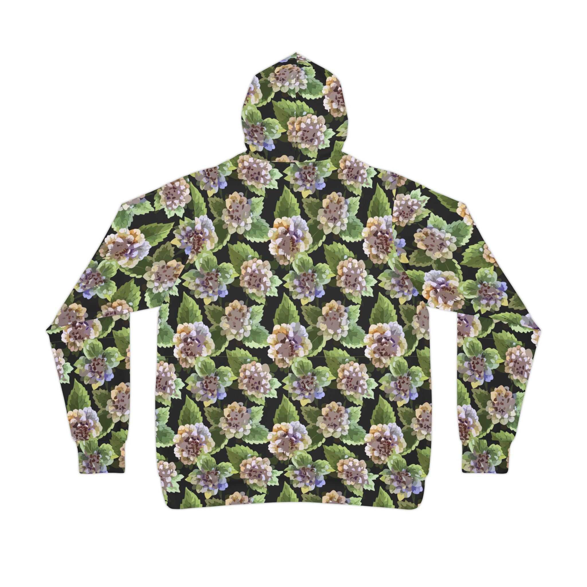 Floral Print Athletic Hoodie for Nature-Forward Fitness Dressers — 95% Recycled Polyester AOP, Adjustable Hood, Gym-to-Street Nature Statement, Bold Eco Activewear Layer