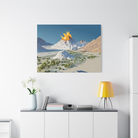 Tropical Volcano Eruption Canvas Print for Nature-Obsessed Interiors — Island Adventure Wall Art, FSC-Certified Matte Stretched Canvas, Home Decor Gift for Wanderlust Collectors