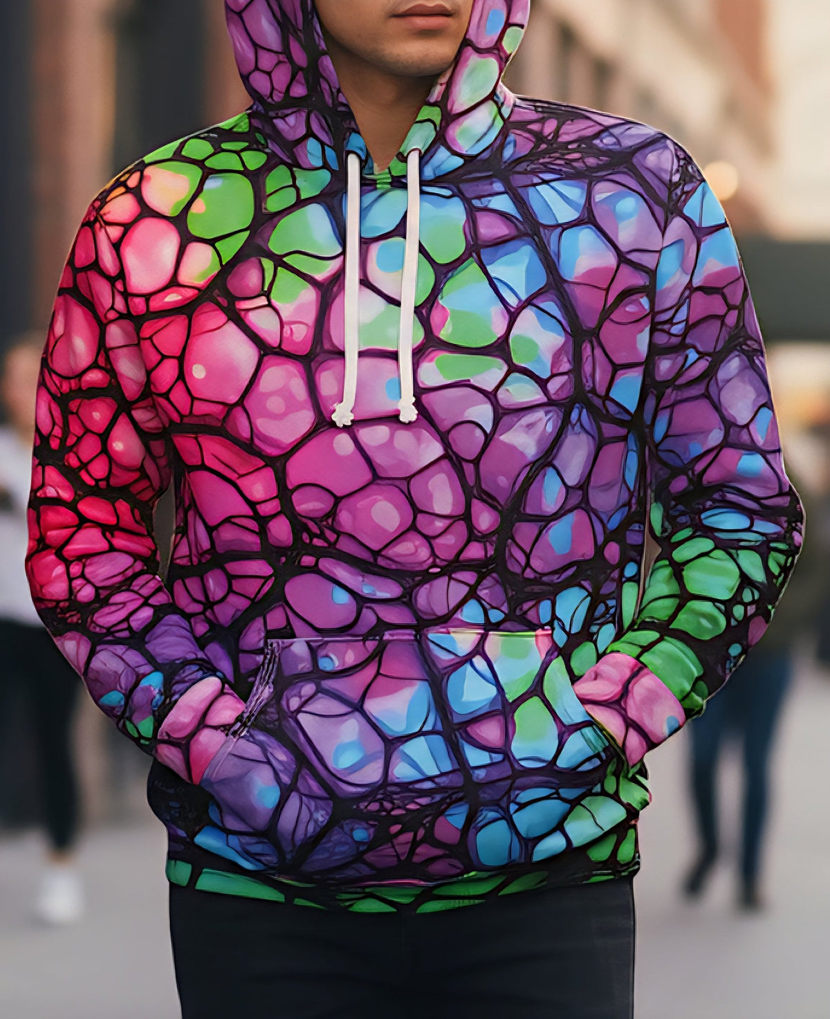 Plurrple AOP Pullover Hoodie – Bioluminescent Neural Web Streetwear | Aesthetic Rebellion