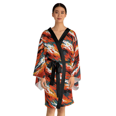 Long Sleeve AOP Kimono Robe for Maximalist Home Dressers — Bold All-Over Print Women's Duster Robe, Gallery Lounge Statement, Wearable Art Gift for Her