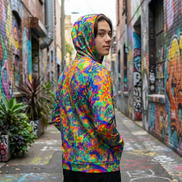 Chameleon Prism AOP Hoodie for Light-Chasing Streetwear Collectors — Iridescent Color-Shift Print, Custom Inner Hood Lining, Festival Gallery Night Rave, Unisex S–4XL