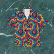 Strawberry Wheels AOP Button-Up Shirt | Digital Tie-Dye Workwear
