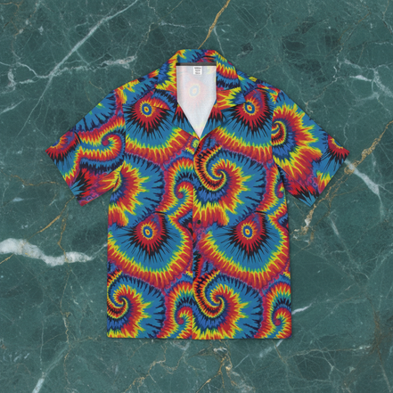 Strawberry Wheels AOP Button-Up Shirt | Digital Tie-Dye Workwear