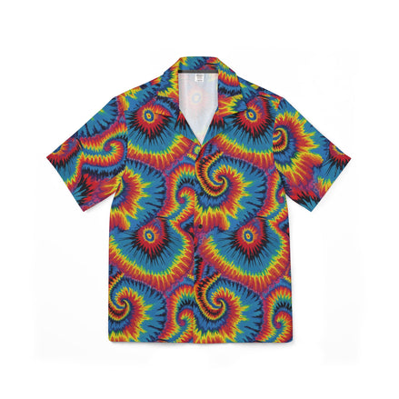 Strawberry Wheels AOP Button-Up Shirt | Digital Tie-Dye Workwear | Aesthetic Rebellion