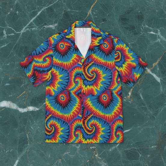 Strawberry Wheels AOP Button-Up Shirt | Digital Tie-Dye Workwear