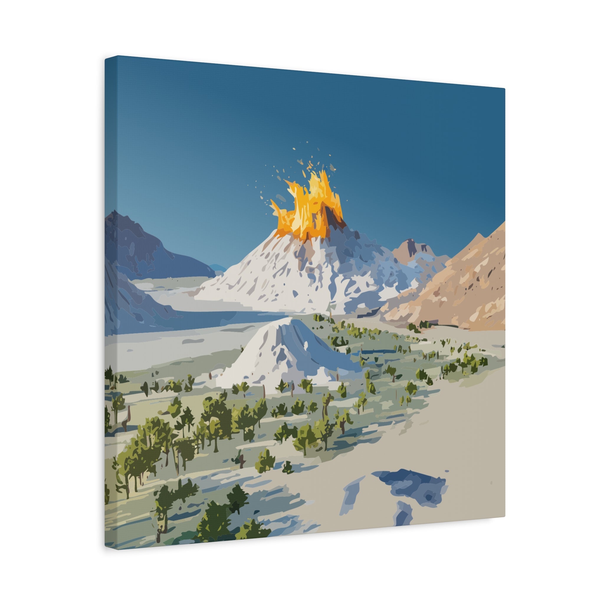Tropical Volcano Eruption Canvas Print for Nature-Obsessed Interiors — Island Adventure Wall Art, FSC-Certified Matte Stretched Canvas, Home Decor Gift for Wanderlust Collectors