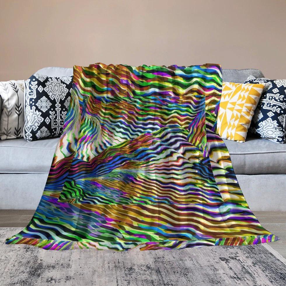 Lightning Complex Abstract Art Flannel Blanket – Storm Aesthetic Maximalist Bedding (60x80in) by SALE_DESIGN-Personal Design