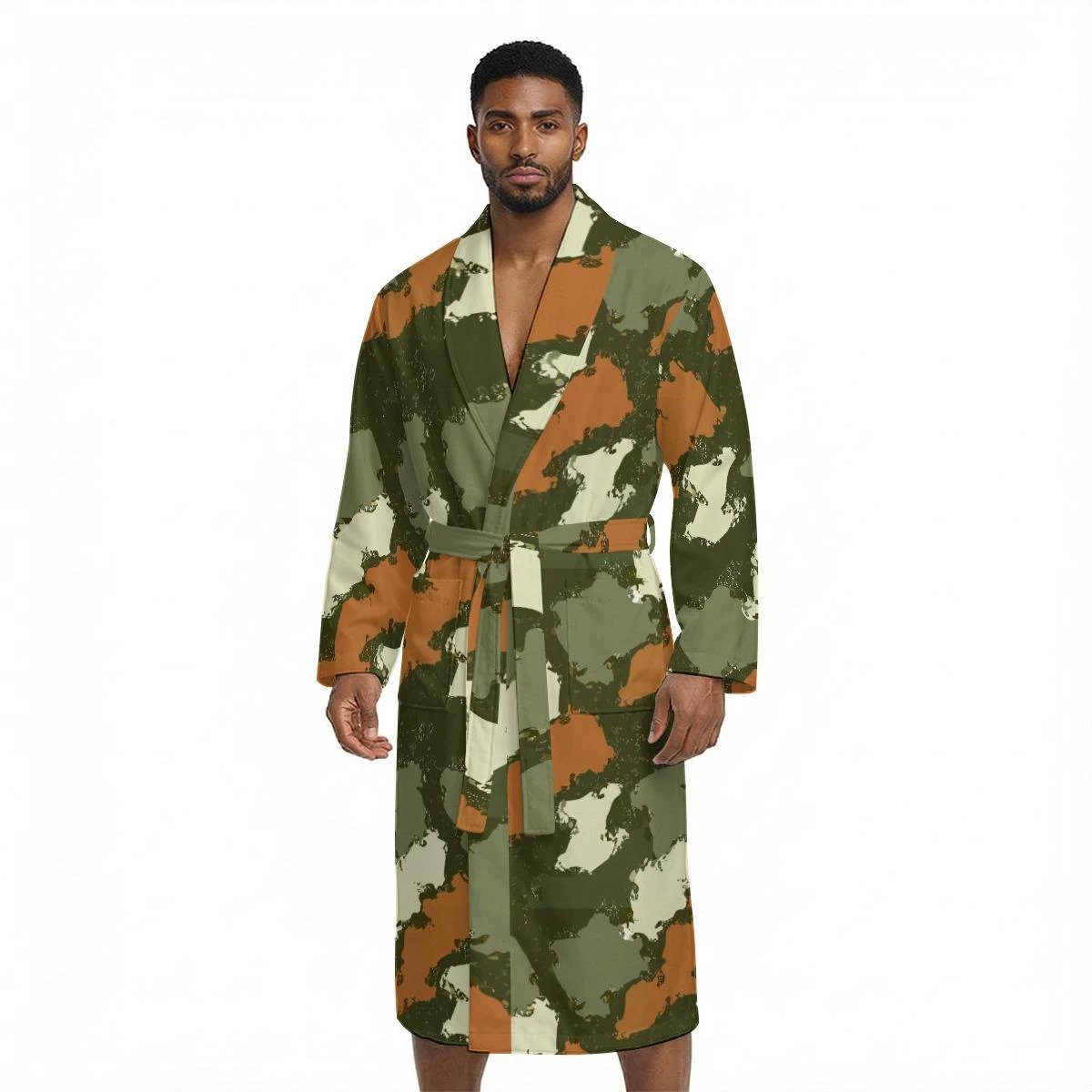 All Over Print Men’s Fleece-Lined Bathrobe with Belt - Aesthetic Rebellion