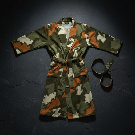 Maximalist Bathrobe for Loungewear Connoisseurs — Geographic AOP Fleece-Lined Robe, Luxury | Aesthetic Rebellion