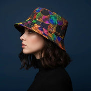 Maximalist Print Bucket Hat - Zany Stitch Detail, USA Made by Aesthetic Rebellion