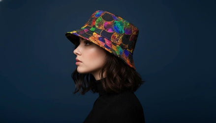 Maximalist Print Bucket Hat - Zany Stitch Detail, USA Made by Aesthetic Rebellion
