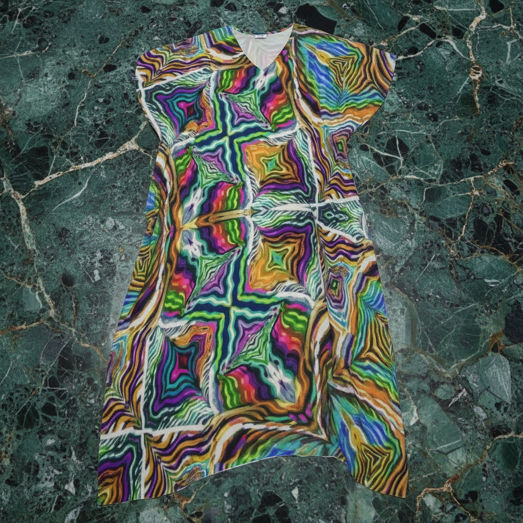 Sacred Geometry Kaftan | Psychedelic Bohemian Goddess Robe for Meditation, Retreats & Luxury | Aesthetic Rebellion