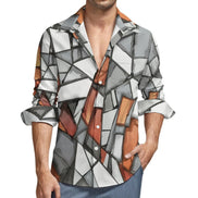 Faux Linen Men Long Sleeve Shirt with Pocket(All-Over Printing) by SALE_DESIGN-Personal Design