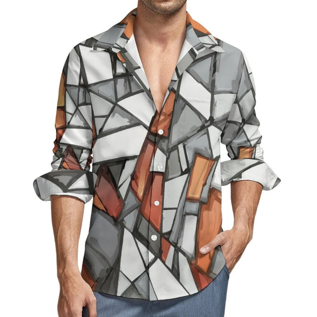 Faux Linen Men Long Sleeve Shirt with Pocket(All-Over Printing) by SALE_DESIGN-Personal Design
