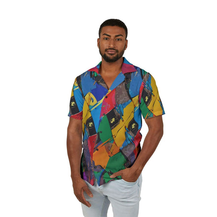 Glitched Tropical Abstract Hawaiian Shirt - Maximalist Summer Camp Top for Luxury Beach Parties by Aesthetic Rebellion
