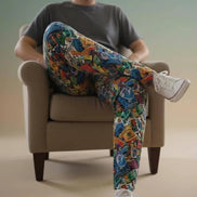 90s Mixtape Pajama Pants - Retro Music Lover Lounge Wear by Aesthetic Rebellion