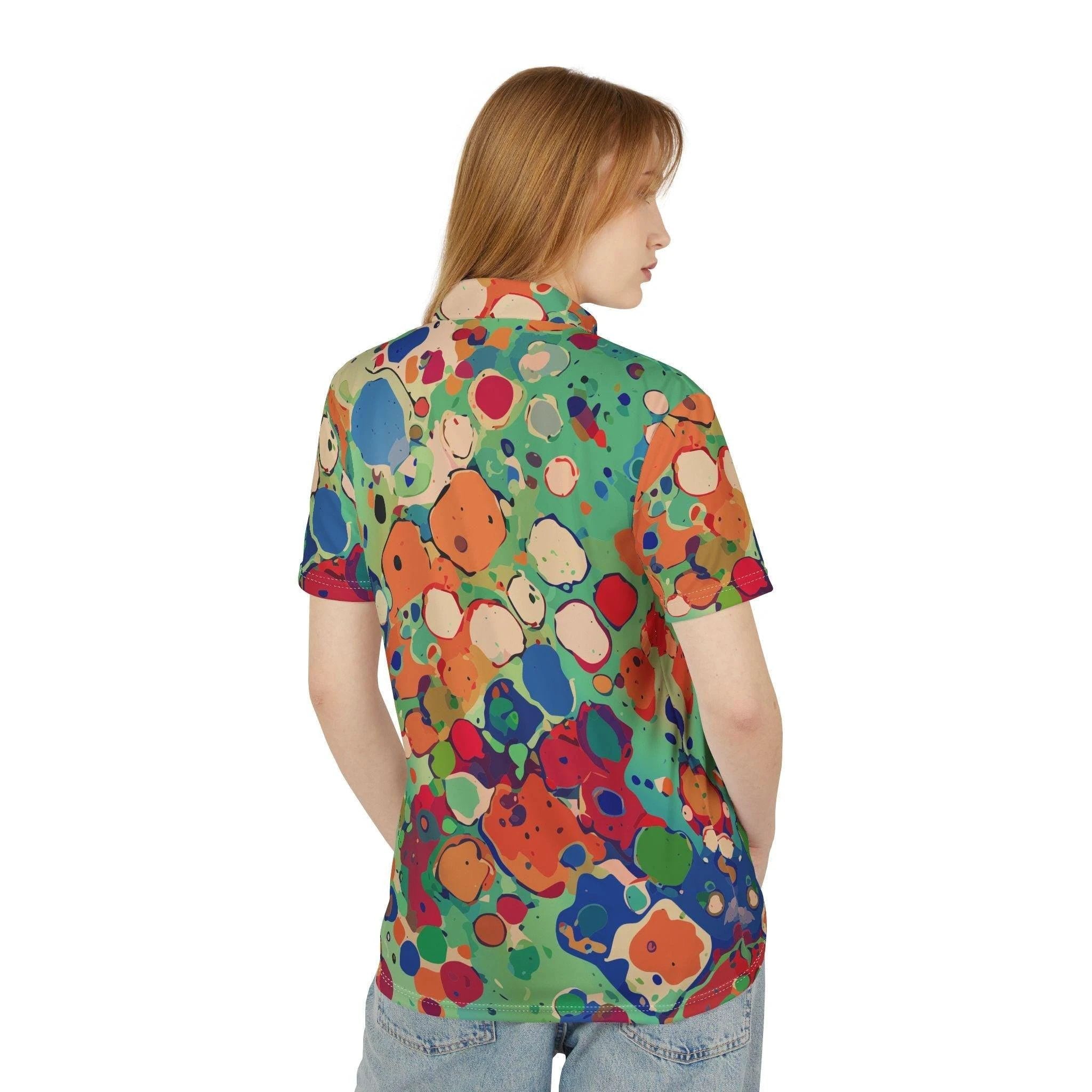 Maximalist Paint Splatter Polo - Psychedelic Abstract Art Golf Top for Art Teachers & Rave Fashion by Aesthetic Rebellion