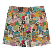Maximalist Lounge Shorts for WFH Self-Expressers — Ticket Nation AOP Sleep Shorts, Aesthetic Pajama Wear, Inclusive Plus Size Loungewear, Statement Sleepwear, Women's Bold Print