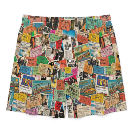 Maximalist Lounge Shorts for WFH Self-Expressers — Ticket Nation AOP Sleep Shorts, Aesthetic Pajama Wear, Inclusive Plus Size Loungewear, Statement Sleepwear, Women's Bold Print