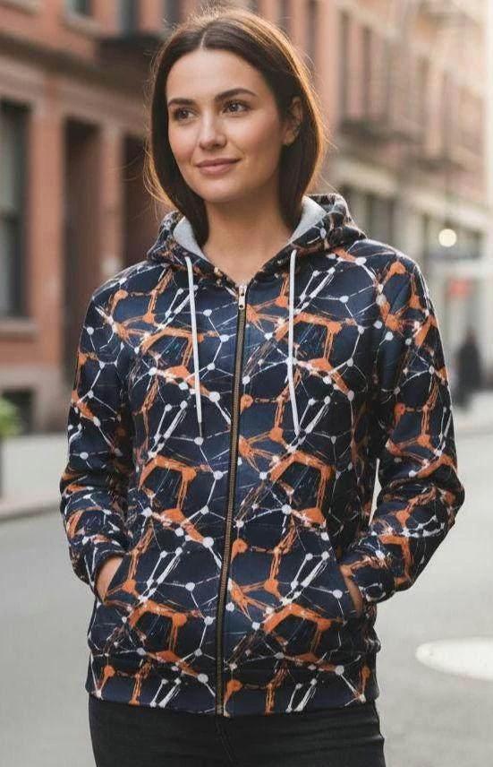 Cyberpunk Network Splatter Art Hoodie - Dark Grunge Techwear Pullover for Futuristic Streetwear by Aesthetic Rebellion
