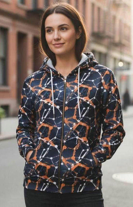 Cyberpunk Network Splatter Art Hoodie - Dark Grunge Techwear Pullover for Futuristic Streetwear by Aesthetic Rebellion
