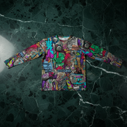 Aerosol Alchemists Long Sleeve for Urban Graffiti Heads — Neon Spray Can Creature AOP, 190g Heavyweight Cotton Streetwear, Festival Art Tee, Psychedelic Graffiti Statement, Unisex