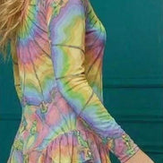 Tie-Dye Cotton Midi Dress - Radial Pastel Long Sleeve Boho Gown by Aesthetic Rebellion