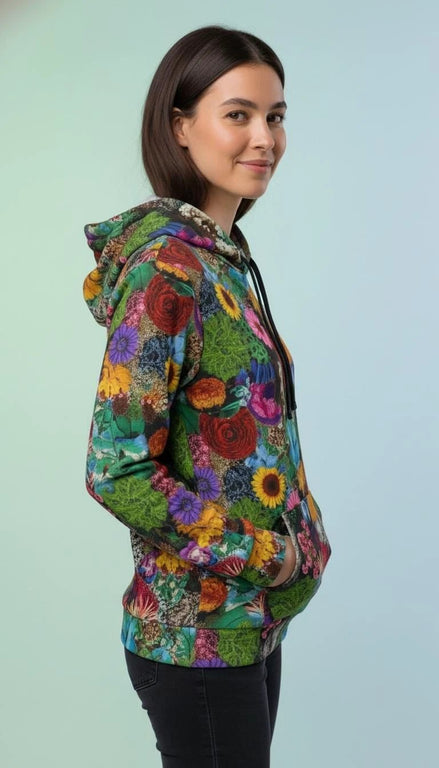 Maximalist Wildflower Botanical Athletic Hoodie - High-Performance Floral Sweatshirt for Fitness & Nature Lovers by Aesthetic Rebellion