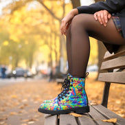 Vandals Velvet Martin Short Boots - Designer All-Over Print Combat Boots for Edgy Streetwear by Aesthetic Rebellion