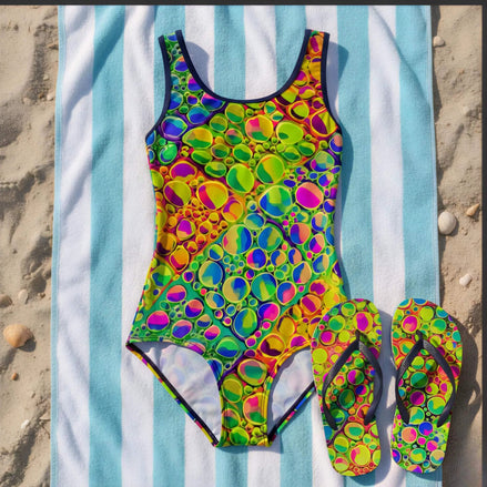Vintage Crown Jewel One-Piece Swimsuit - Retro Maximalist Beachwear for Burning Man & Luxury Pool Parties by Aesthetic Rebellion