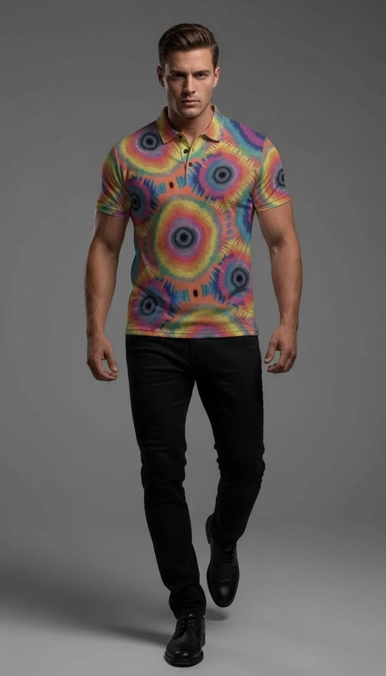 All-Over Print Men's Henley Shirt by Aesthetic Rebellion