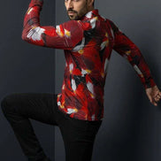Artsy Floral Men’s Long Sleeve Polo - Polished Maximalist Workwear for Hospitality & Wine Ambassadors by Aesthetic Rebellion