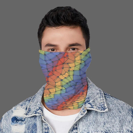 Trippy Vibrational Neck Gaiter - Psychedelic Dust Mask for Burning Man, Snowboarding & Festival Protection by Aesthetic Rebellion