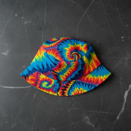Maximalist Psychedelic Reversible Bucket Hat for Mind-Melting Dressers — Dyles Mavis Abstract AOP Both Sides Printed, Festival UV-Resistant Sun Hat, Main Character Headwear