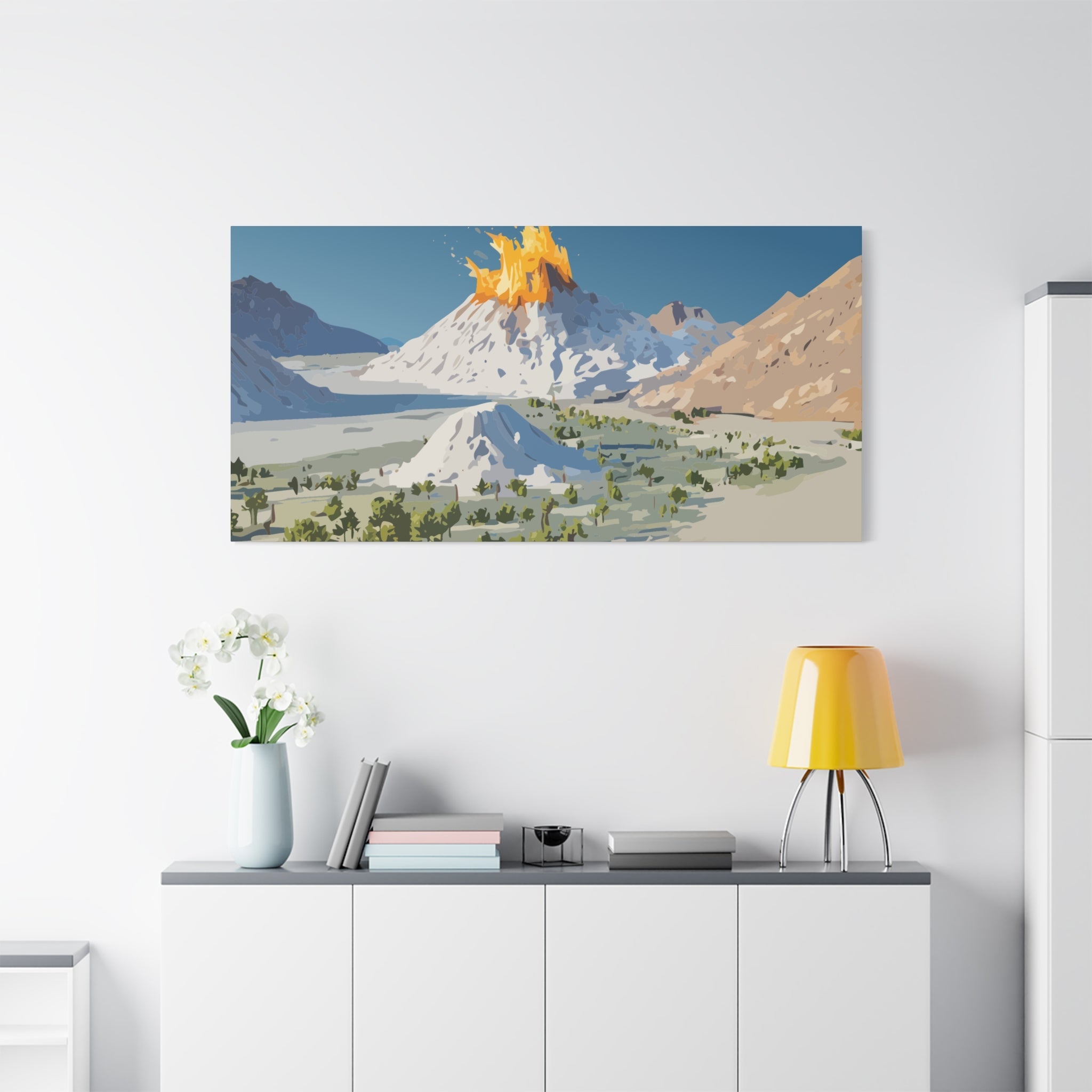 Tropical Volcano Eruption Canvas Print for Nature-Obsessed Interiors — Island Adventure Wall Art, FSC-Certified Matte Stretched Canvas, Home Decor Gift for Wanderlust Collectors