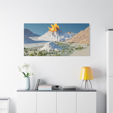Tropical Volcano Eruption Canvas Print for Nature-Obsessed Interiors — Island Adventure Wall Art, FSC-Certified Matte Stretched Canvas, Home Decor Gift for Wanderlust Collectors