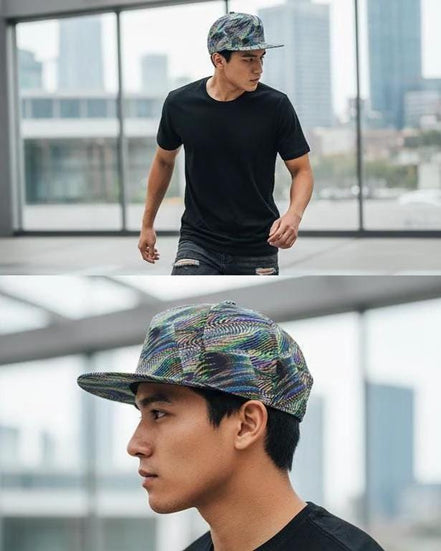 Abstract Fractal Art Flat Brim Cap • Maximalist Streetwear Snapback by Aesthetic Rebellion