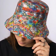 Graffiti Print Bucket Hat – Urban Festival Fashion by Aesthetic Rebellion
