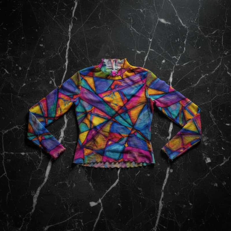 Magnetic Maiden AOP Mesh Top | Ethereal Long Sleeve Women's