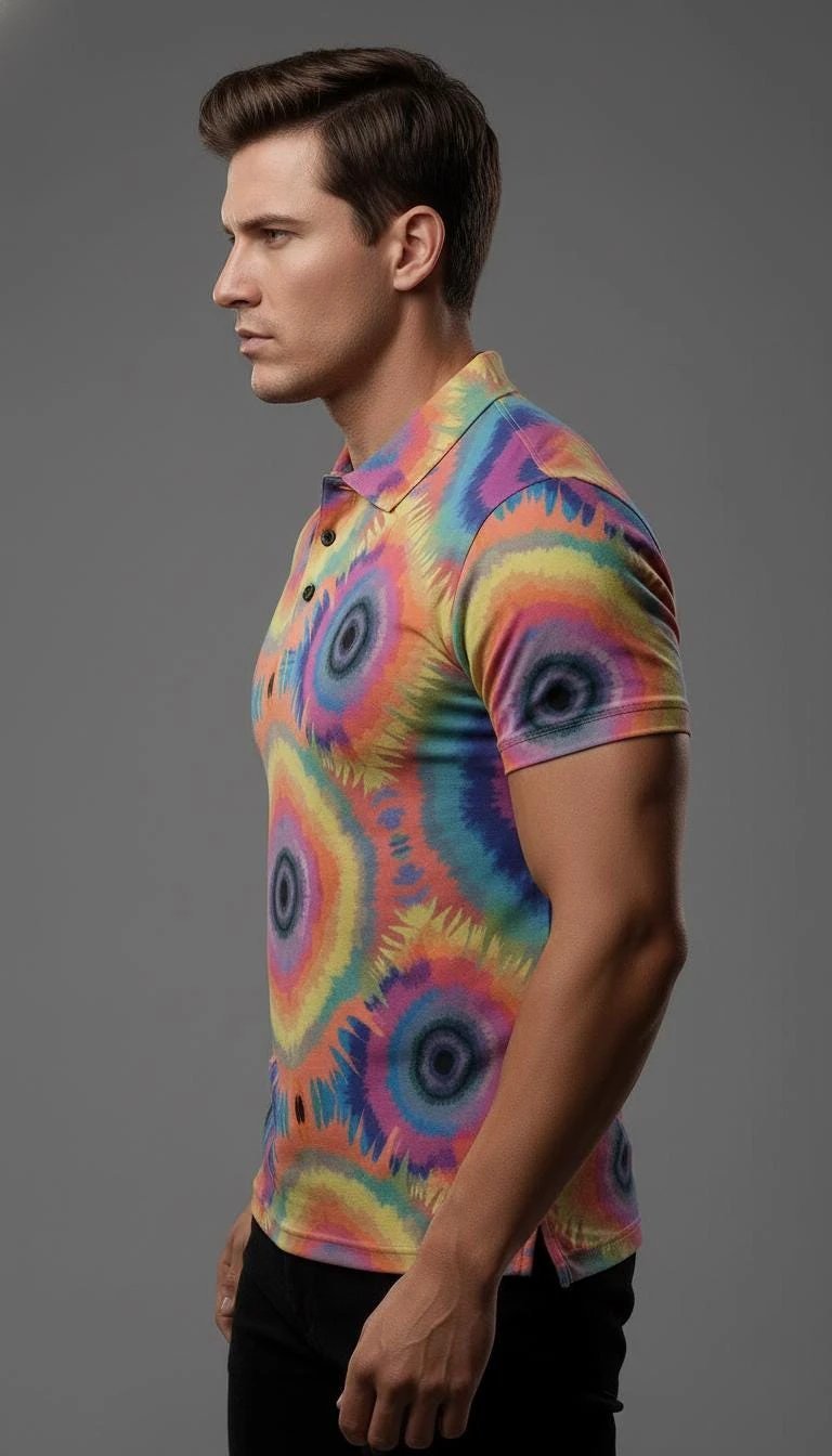 All-Over Print Men's Henley Shirt by Aesthetic Rebellion