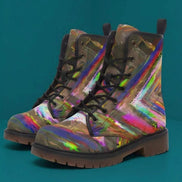 Trippy Goth Platform Combat Boots - Psychedelic Nightcore Alt-Fashion Footwear for Raves & Edgy Streetwear by Aesthetic Rebellion