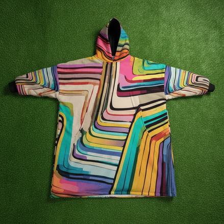 Hoodie Blanket – Laffy Taffy Wrapper All-Over Print | Wearable Art, Oversized Sherpa Fleece, All | Aesthetic Rebellion