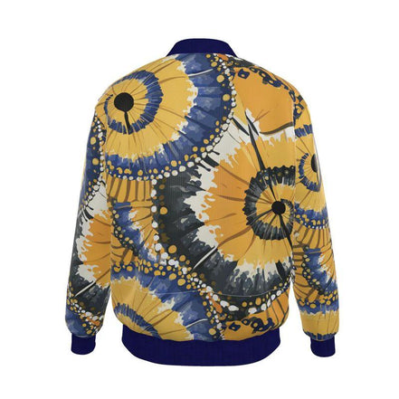 Jellyfish Bloom Reversible Silk Bomber– Abstract Yellow & Navy Jacket by Contrado