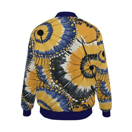 Jellyfish Bloom Reversible Silk Bomber– Abstract Yellow & Navy Jacket by Contrado