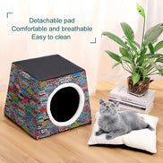 Retro-Futurist Space Capsule Pet Bed - Waterproof Mid-Century Modern Cat House & Designer Puppy Lounge by Aesthetic Rebellion