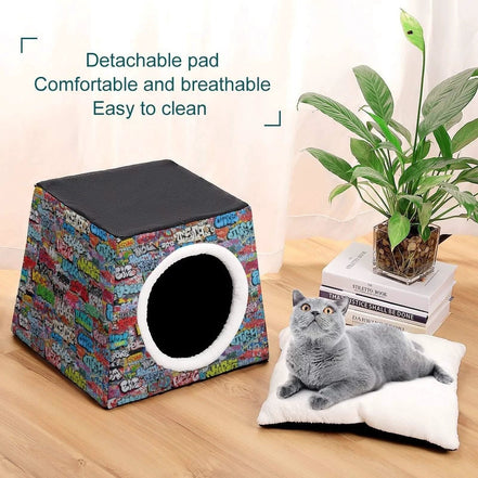 Retro-Futurist Space Capsule Pet Bed - Waterproof Mid-Century Modern Cat House & Designer Puppy Lounge by Aesthetic Rebellion