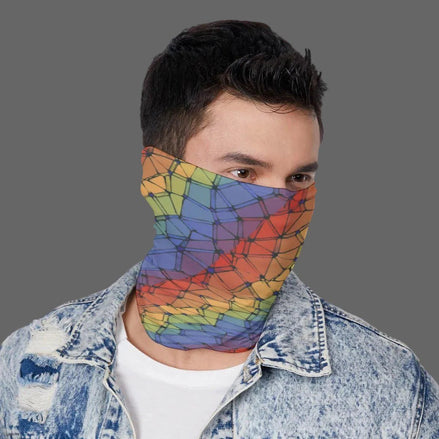 Trippy Vibrational Neck Gaiter - Psychedelic Dust Mask for Burning Man, Snowboarding & Festival Protection by Aesthetic Rebellion