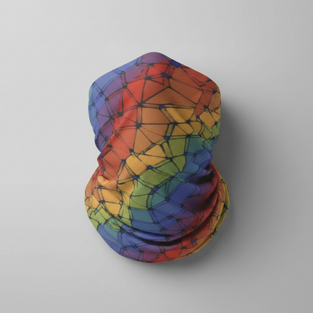 Trippy Vibrational Neck Gaiter - Psychedelic Dust Mask for Burning Man, Snowboarding & Festival Protection