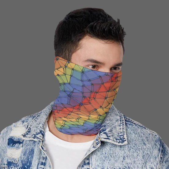 Trippy Vibrational Neck Gaiter - Psychedelic Dust Mask for Burning Man, Snowboarding & Festival Protection by Aesthetic Rebellion