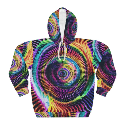 Ocular Opulence Spiral Kaleidoscope Hoodie - Trippy 3D Geometric Pullover for Rave & Psytrance Culture by Aesthetic Rebellion